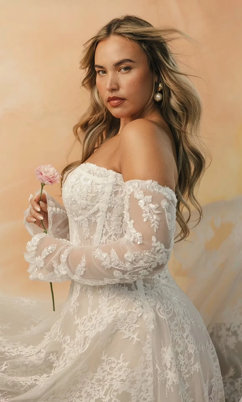 Model wearing a curvy collection gown