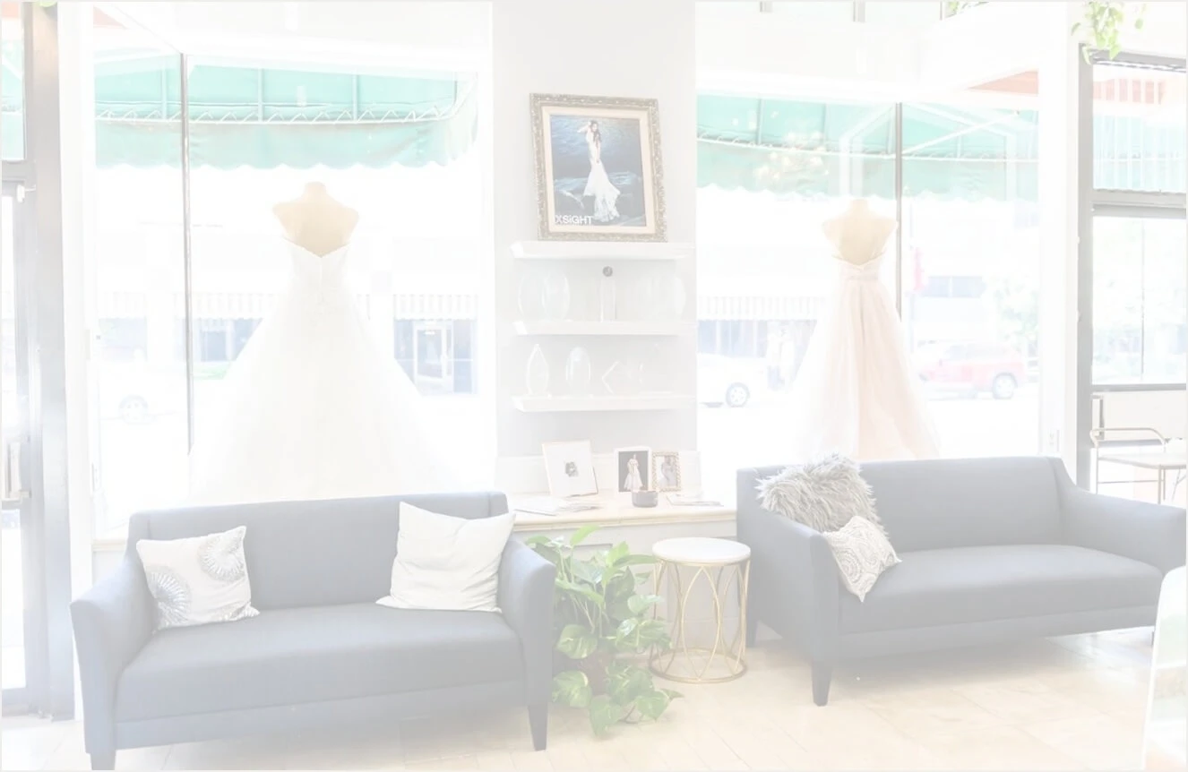 Model wearing a white gown. Background image