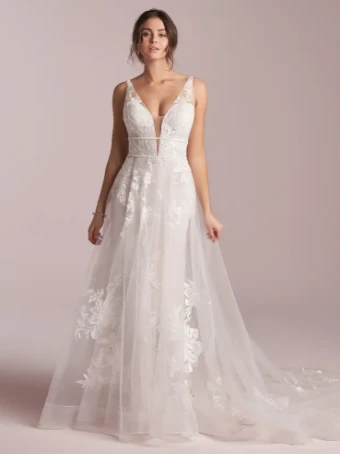 Rebecca Ingram Style #Priscilla #0 default Ivory over Misty Mauve (gown with Nude Illusion) thumbnail