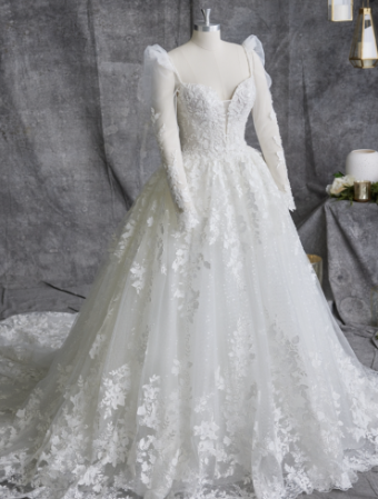Sottero and Midgley Style #Wheeler Detachable Sleeves #0 default Ivory All Ivory (pictured) thumbnail