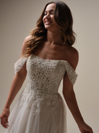 Rebecca Ingram Style #Yvette #4 Ivory/Pewter Accent/Blush thumbnail