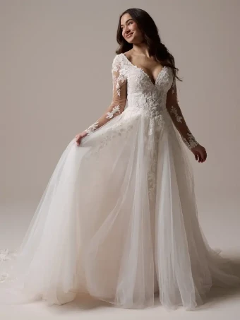 Rebecca Ingram Style #Honor #2 All Ivory (gown with Ivory Illusion) Ivory over Soft Blush (gown with Natural Illusion) thumbnail