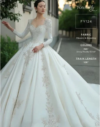 Casablanca Bridal Style #FY124 #1 Ivory/Nude/Silver thumbnail
